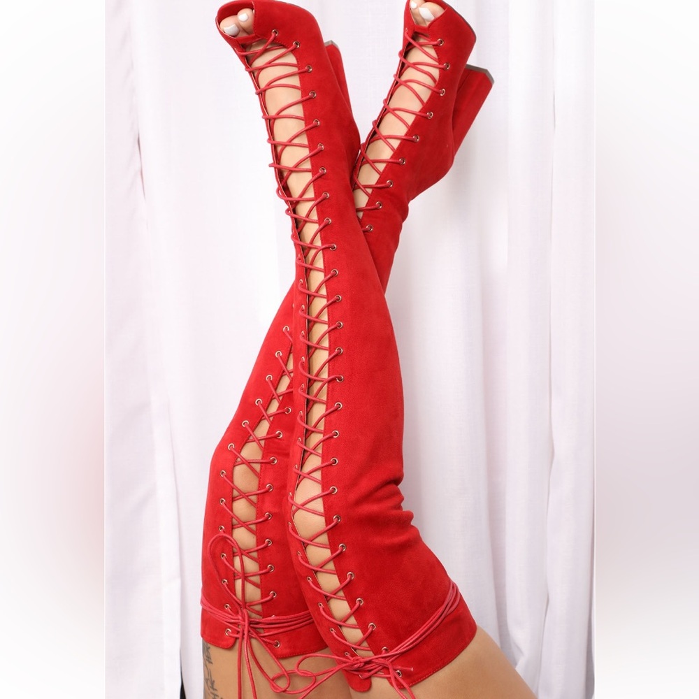 Living Legacy Over The Knee Red Boots